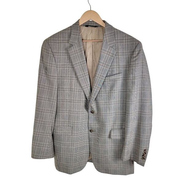 Jos. A Bank Mens Wool Plaid Suit Blazer Sportcoat size 44L Multicolor Two Button - Picture 1 of 16